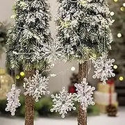 Dorischen 6 PCS Transparent Acrylic Snowflake Hanging Pendant 2024 Merry Christmas Tree Decor for Home Xmas Ornaments 2025 Happy New Year