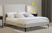 Modern Classic Olivia Double Fabric Bed Frame White Oak with Black Legs