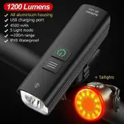 Sorider 1200 2000 Lumen Bicycle Light Headlight Bike Front Lamp USB Rechargeable 4500mAh Bicycle Lamp IPX6 Waterproof Headlight BR-1200 Q2