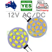 2x 12VAC G4 LED COOL WARM WHITE DISC LIGHT GLOBES AC/DC 15 SMD 5730 Rangehood