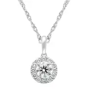 Bevilles Solitaire Halo Necklace with 1.00ct of Laboratory Grown Diamonds in Sterling Silver and