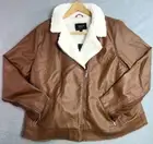 New Torrid Brown Moto Jacket 3x Vegan Leather Cognac Sherpa Lined Crop Biker NWT