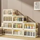 Versatile Storage Bins Stackable Cabinet with Lids Transparent Baffle Closet