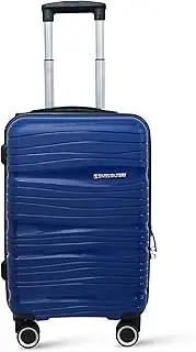 [SWISS MILITARY] PP Swirl Navy Blue Textured Hard Top 20 Inch Luggage Trolley Bag, 360 Degree Rotatable 8 Wheels, 3 Dial Combination Lock, 41 Liters, HTL121, Navy Blue, S, Luggage, Navy Blue, S, Luggage