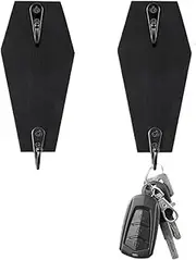Coffin Wall Hanger,Coffin Coat Hook,Coffin Keychain Rustic Black Coffin Wall Hanger Wooden Hook Keychain-Exquisite Wooden Gothic Home Decor Sturdy Multifunctional Hook for Bedroom Living Room