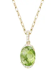 14K 3.19 ct. tw. Diamond & 3.13 ct. Peridot Necklace