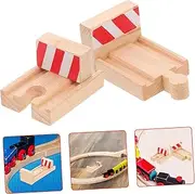 Toyvian 2pcs Wooden Train Track Accessory Stop Track for Railway Expansion Easy to Assemble Wooden Toy for Boys and Girls Encourages Creativity Fine Motor Skills Addition to Train Kit
