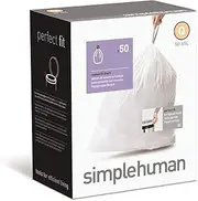 simplehuman Code Q, Custom Fit Bin Liners, 50 Liners, White, 50-65 L