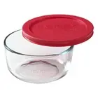 Pyrex 2 Cup Round Glass Food Storage Container with Red Lid BPA Free