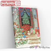 Paint By Numbers Kit Christmas Abstract Acrylic Kids Home Framed Oil Beginner
