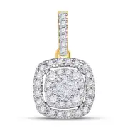 14k Yellow Gold Princess Diamond Square Cluster Pendant 1/2 Cttw