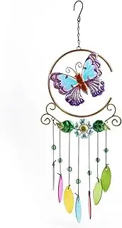 Colorful Butterfly Wind Chimes, Garden Glass Wind Chimes for Home, Party, Festival Decor, Garden Decoration Indoor/Outdoor,Lifelike Butterfly Deep Tone Style