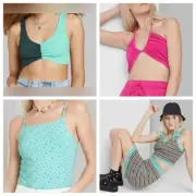 Women’s Wild Fable Top Bundle Cropped SweaterBodysuit Halter Top Bra Top Sz XL