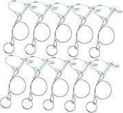 WHAMVOX 10Pcs Heavy Duty Safety Coupler Pins with Quick Release Ring Long Shaft Locking Pin for Towing Durable Retainer for Trailer Couplers