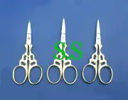 3 EMBROIDERY SCISSORS 3.5" GOLD PLATED SEWING CRAFT