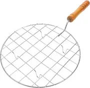 Totority Barbecue Wire Mesh Cooking Rack with Durable Stainless Steel Handle Round Reinforced Grill Net for Baking BBQ and Steaming Ergonomic Design for Easy Outdoor Use