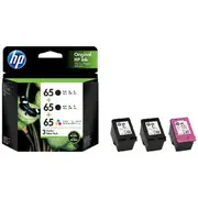 HP 65 Black and Colour Ink Cartridges 3 Pack