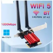 WiFi 5 PCI-E Wireless/Bluetooth Adapter AC1200 Network Card Dual Band 2.4G/5GHz