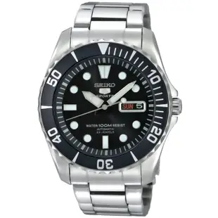 SEIKO 精工   SNZF17K1 5號機械男錶 不鏽鋼錶帶 黑色錶面 防水100米 日期/星期顯示 國隆手錶專賣店