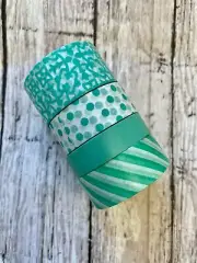 4 Rolls Teal Blue Patterned Washi Tape Planner Supply DIY Craft Stripes Dots