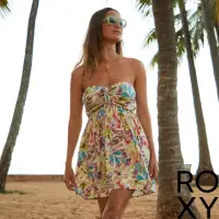 在飛比找momo購物網優惠-【ROXY】女款 女裝 綁帶無袖連身短裙洋裝 HAPPY H