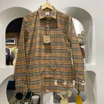 二手全新 BURBERRY 博柏利 SHIRT 經典棉質長袖格紋襯衫 咖啡格子襯衫