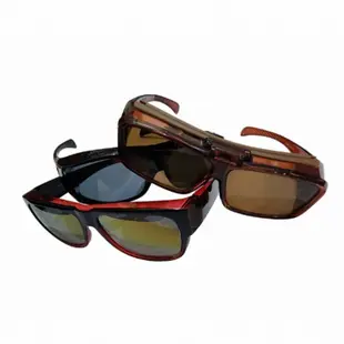 多功能 偏光掛鏡 套鏡 太陽眼鏡 墨鏡 黑紅 輕巧 #6389 寶麗萊 精緻運動款