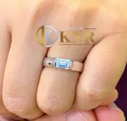 14K SOLID WHITE GOLD EMERALD MOISSANITE ENGAGEMENT RING TENSION SOLITAIRE 1.00CT