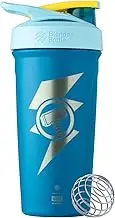 BlenderBottle Marvel Strada Shaker Cup Insulated Stainless Steel Water Bottle with Wire Whisk, 24-Ounce, Thor Hammer