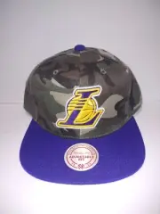 Mitchell & Ness Los Angeles Lakers Camo Adjustable Snapback Hat Cap Purple