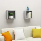 Concrete Grey Wall Cube Shelves Set of 2 Modern Storage 30x15x30 cm Home Decor