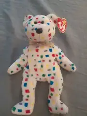 TY Beanie Baby "Ty 2K" Confetti Bear Retired RARE 1999 PE Pellets w/ Tag Errors