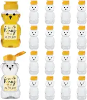 18 Pack Plastic Bear Honey Bottle Jars, Empty 5 Fluid Oz Honey Squeeze Container
