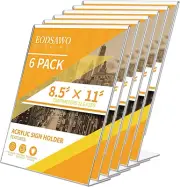 Clear Acrylic Sign Holder - 6Pack 8.5X11'' Flyer Document Brochure Paper Display