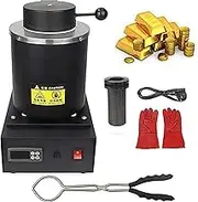Metal Melting Oven 1/2/3 kg Capacity, Electric Melting Oven with Graphite Crucible, Gold Melting Oven Automatic Electric Melting Oven for Precious Metals, Black-1 kg