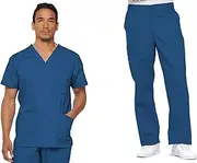[Dickies] Scrub Set For Men With V-Neck 5 Pocket Top 81906 with Button Closure Elastic Waistband Pant 81006