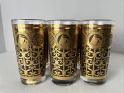 Libbey Rock of Gibraltar Prudential Tumblers 1965, New Original Box Gold & Black