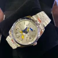 在飛比找蝦皮購物優惠-迪士尼唐老鴨官方網紅同款瑞士手錶全自動機械復古新款鋼帶帶日曆