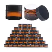 OverNews 2oz Amber Glass Jar Travel Size, 48PCS Empty Cosmetic Lotion Contain...