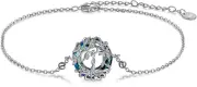 Tree of Life Blue Crystal Sterling Silver Bracelet Jewelry Gifts for Women Girls