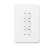 Clipsal 3043VAXW Clipsal Iconic Flush Switch Vertical Mount, 3 Gang, 250V, 10AX, 1-Way/2-Way - Extra White