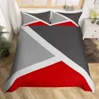 Geometric Bedding Set,Red Dark Gray and Light Grey Duvet Cover Twin Geometry
