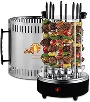 Rotating Vertical Electric Rotisserie Grill, Indoor Smokeless Electric Grill Barbecue Grill with 8 Grill Fork, 1200W Automatic Rotary Skewer Machine for Kebabs, Skewers and Fish Roasts
