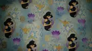 LINED WINDOW VALANCE 42X12 DISNEY ALADDIN GENIE PRINCESS JASMINE LAMP FLORAL