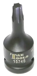 T45 1/2" Drive Torx-r Impact Sockets 60mm Length T&E Tools 15745