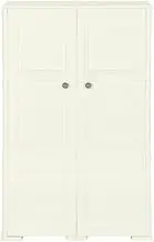 Plastic Storage Cabinet with Wood Design - 79x43x125 cm Vanilla Ice | Durable & Lightweight for Home, Office, Garage | Space-Saving Solution for Small Rooms