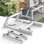 GCGOODS Preassembled Mini-Split Ground Stand, Ground Stand with 2 Support Bars for Mini Split, Ductless Air Conditioner and Heat Pump Systems of 9,000-36,000 BTU, Support up to 400 LBS (White)