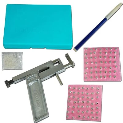 Professional Ear Nose Navel Body PIERCING GUN Tool Kit set jewelry 98 studs USA