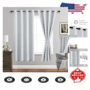 Noise Reducing Blackout Curtains - Stylish Greyish White Grommet Drapes, 2-Pack