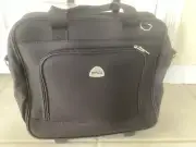 Hi Pack Black Canvas Wheeled Carryon Bag 16" Handle & Shoulder Strap+Pullup Bar